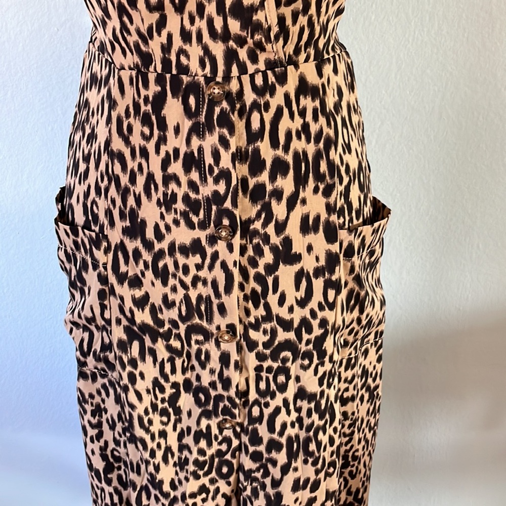 Leopard Button Front Midi Dress with Ruffle Trim - Picture 6 of 8